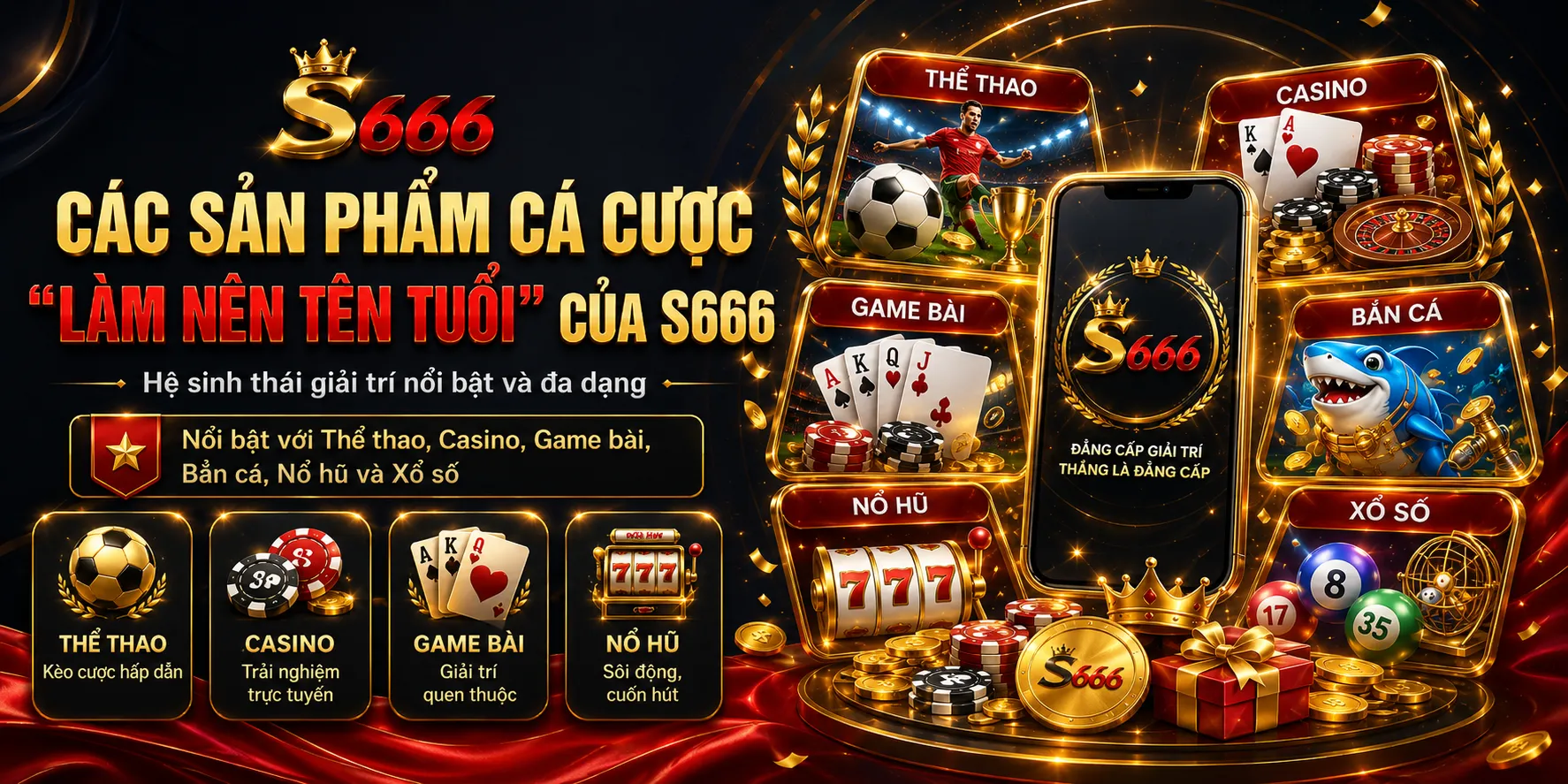 Các sản phẩm cá cược tại cổng game S666 Plus